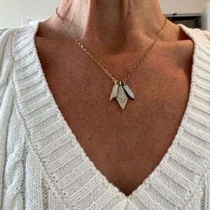 Club Monaco Gold and Silver Leaf Pendant Necklace